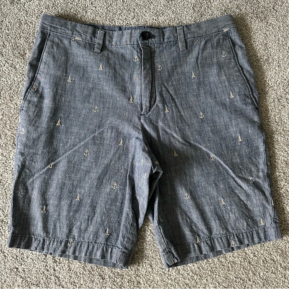 Men’s Banana Republic Blue Patterned Sailboat Anchor Nautical Aiden Shorts 32